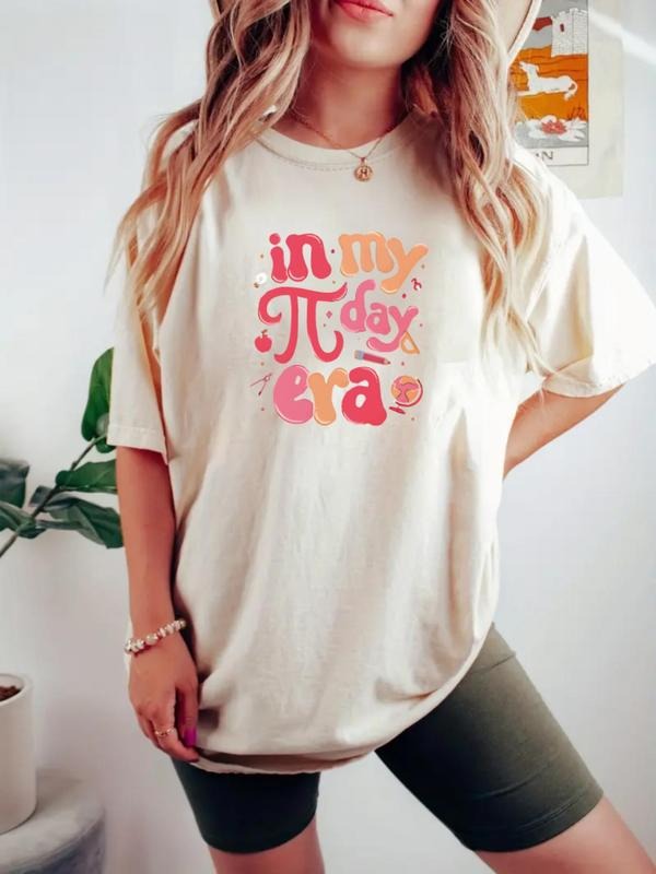 Women's Rainbow & Letter Print Round Neck Tee, Fashion Casual Crew Neck T-Shirt for Daily Holiday Vacation Outdoor Wear,...