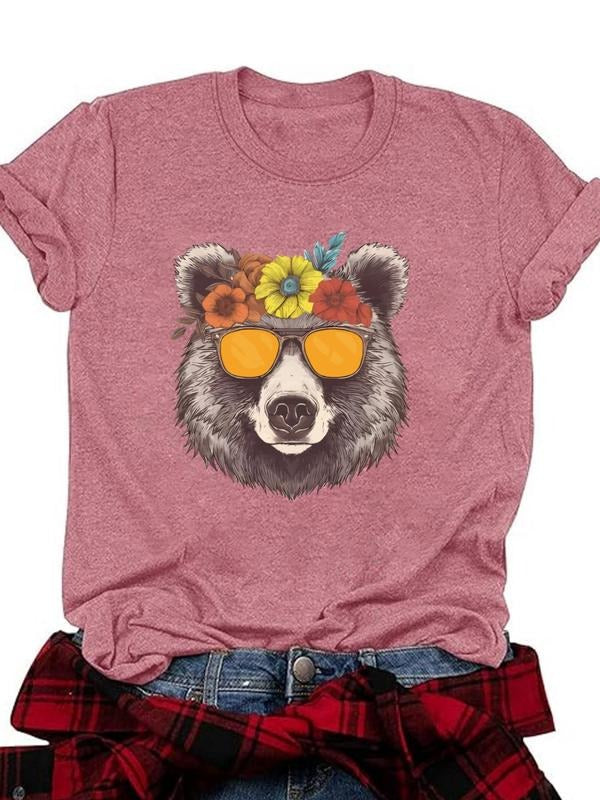 Women's Rainbow Stripe & Letter Print Round Neck Tee, Fashion Casual Crew Neck T-Shirt for Daily Holiday Vacation Outdoor...