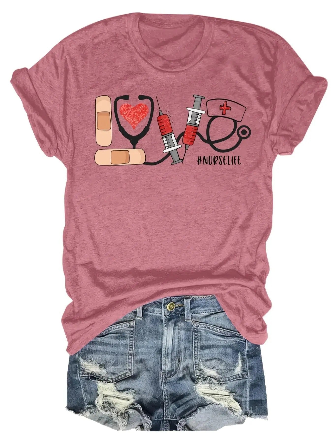 Women's Round Neck Graphic Tee, Casual Short Sleeve T-shirt for Daily Wear, Ladies Clothes for All Seasons Hoodie Sweatshirt