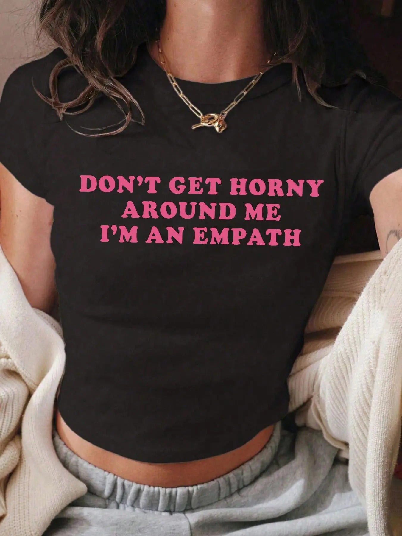 Women's Slogan Print Round Neck Crop Tee, Casual Short Sleeve Graphic T-shirt, Ladies All Seasons Outfit for Daily Wear...