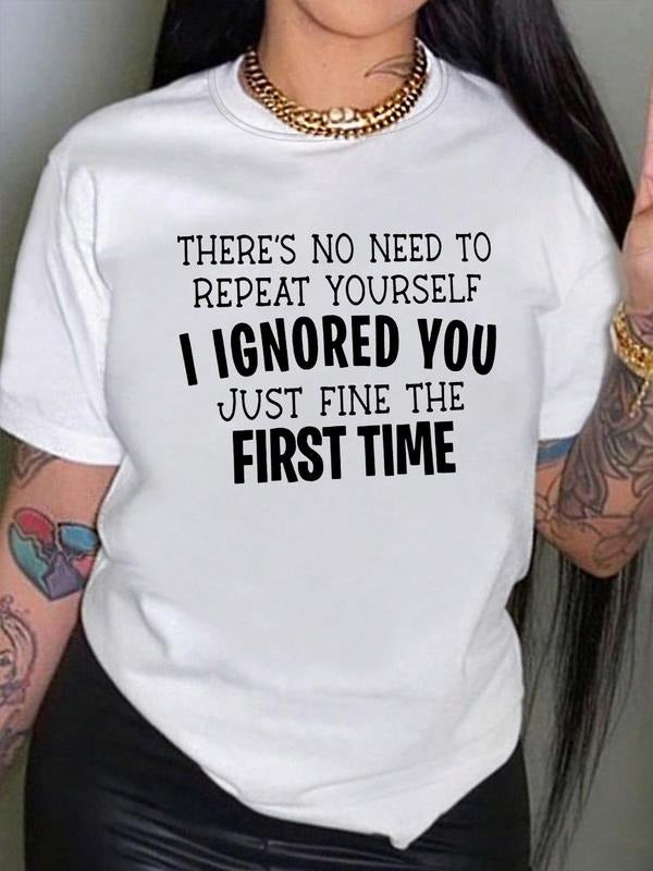Women's Slogan Print Round Neck Tee, Fashion Casual Crew Neck T-Shirt for Daily Holiday Outdoor Wear, Ladies Clothes for...