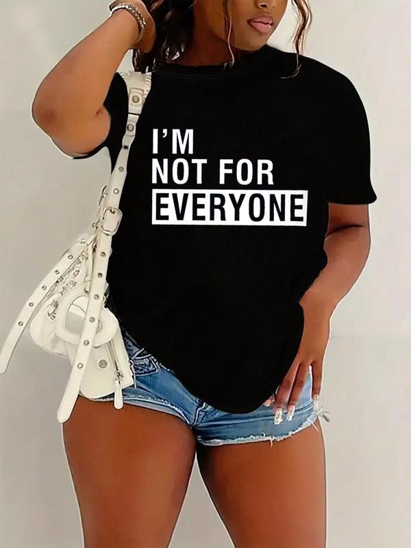 Women's Slogan Print Short Sleeve Tee, Fashion Casual Crew Neck T-shirt for Daily Holiday Outdoor Wear, Ladies Clothes...