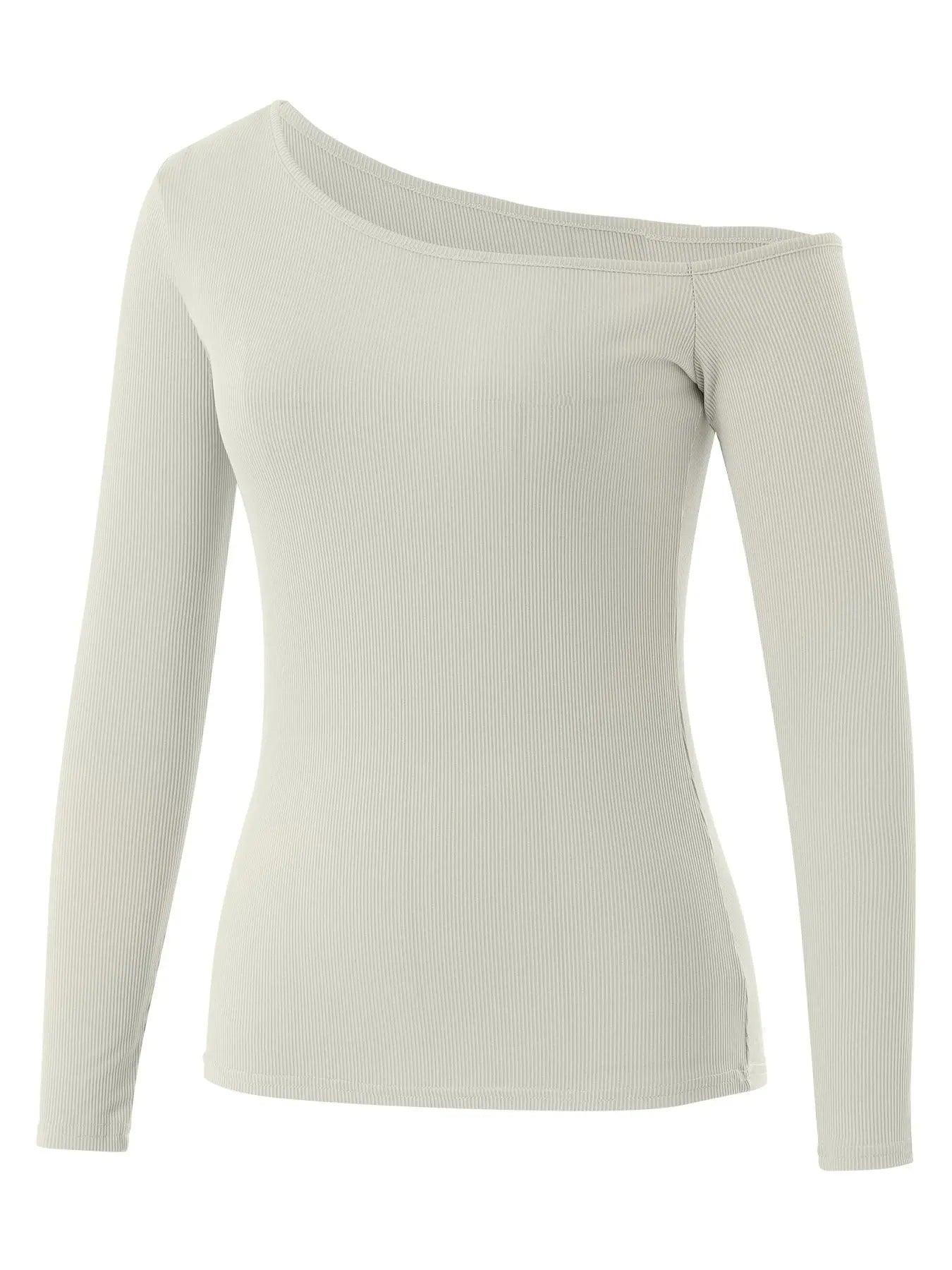 Women's Solid Asymmetrical Neck Sports Tee, Long Sleeve Ribbed T-Shirt, Ladies Sportswear for Indoor Outdoor Wear Hoodie...