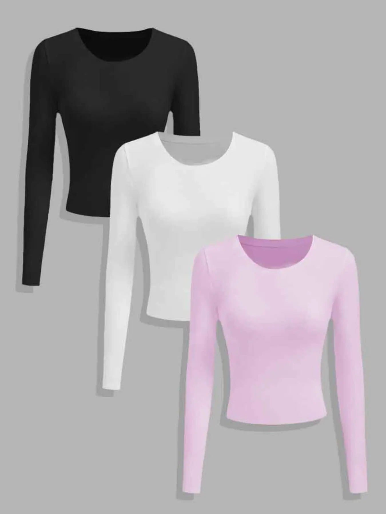 Women's Solid Long Sleeve Tee, Casual Basic T-shirt for Fall & Winter, Women's Top for Daily Wear Hoodie Sweatshirt