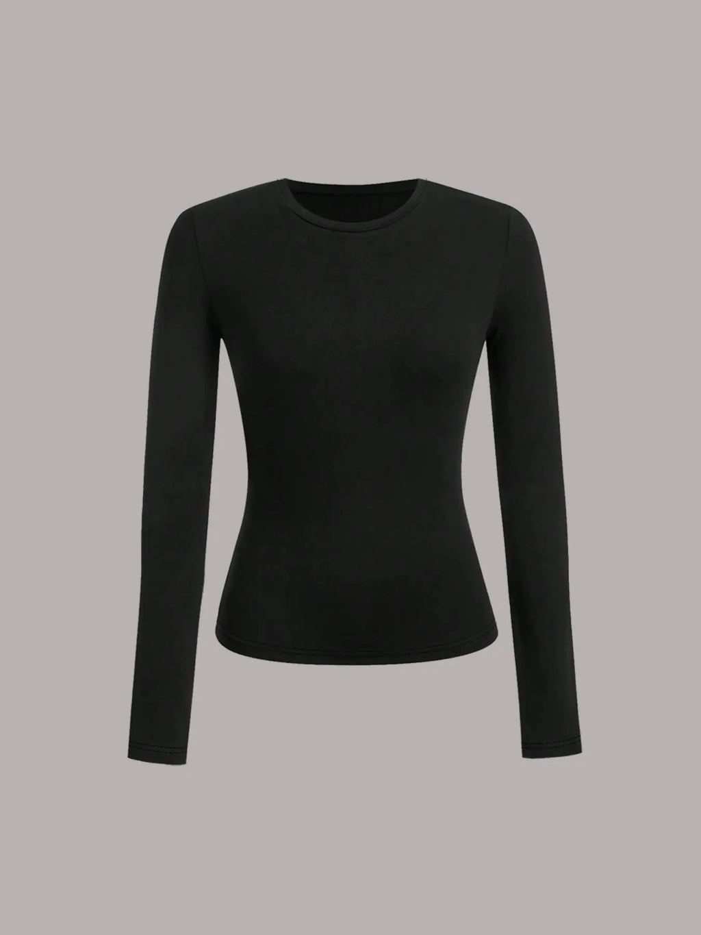 Women's Solid Long Sleeve Tee, Casual Comfy Tight-fitting T-shirt for Spring & Fall, Women's Top for Daily...