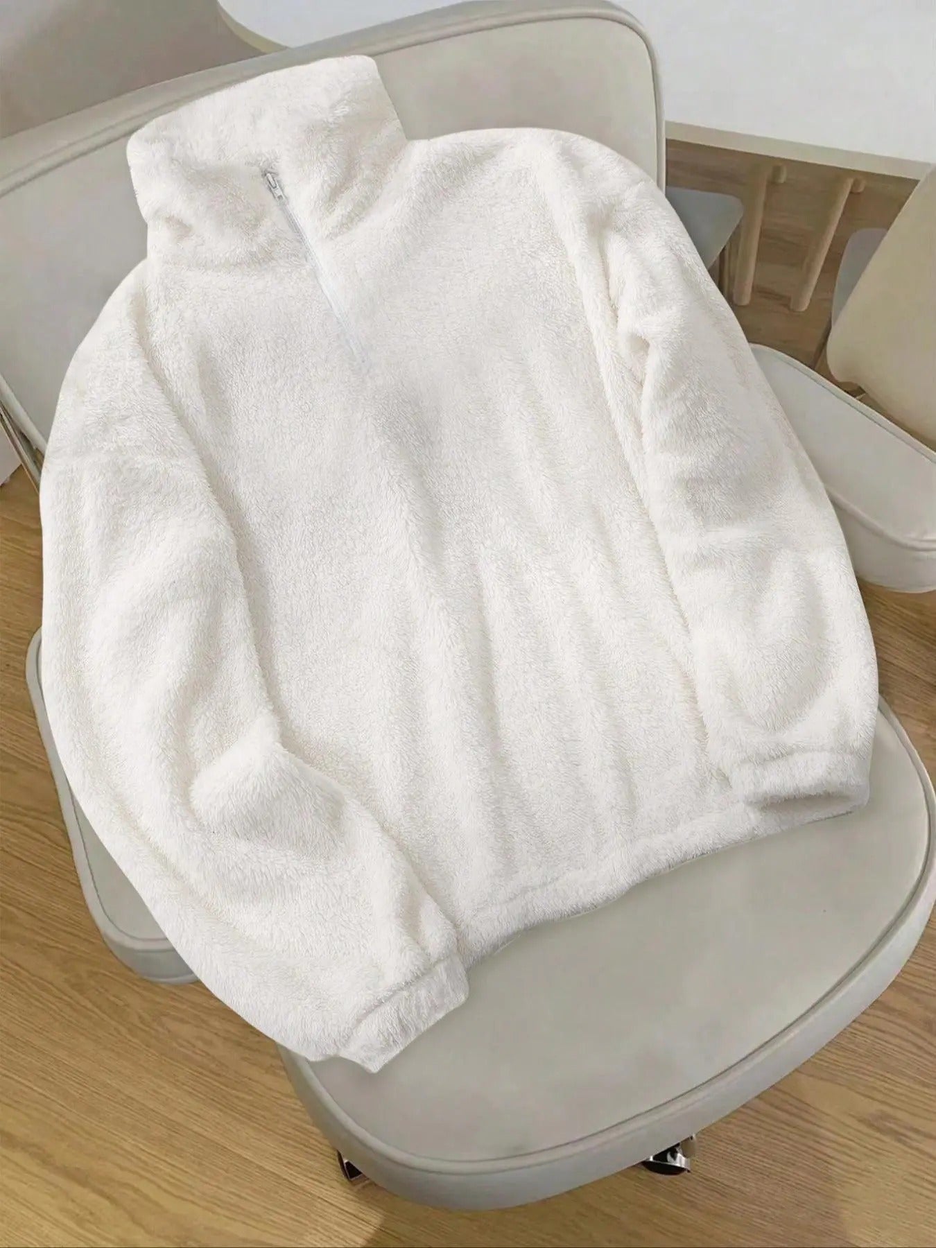 Women's Solid Thermal Sweatshirt, Casual Long Sleeve Pullover for Fall & Winter, Women's Clothes for Daily Wear Shirt Hoodie