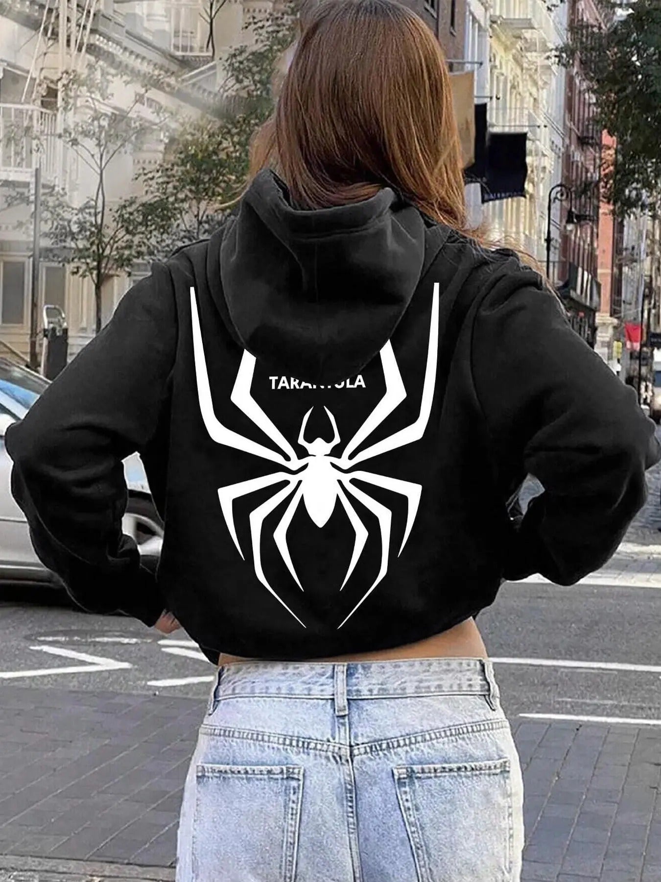 Women's Spider Print Hoodie, Fashion Casual Long Sleeve Hooded Sweatshirt for Daily Holiday Outdoor Wear, Ladies Clothes...