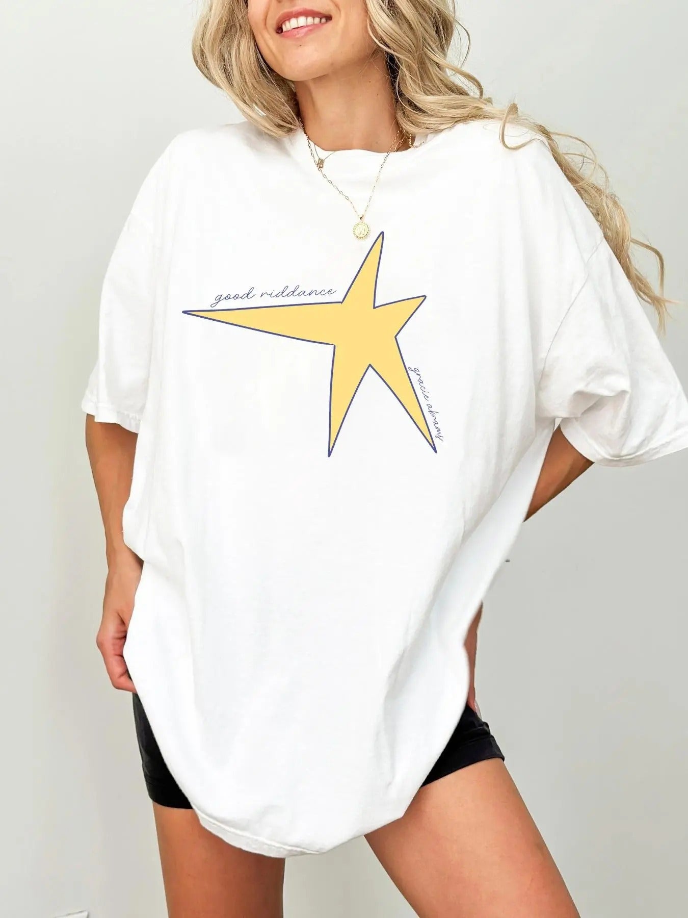Star Print Round Neck Casual Half Sleeve Summer Top Daily T-Shirts, Hoodie, Sweatshirt
