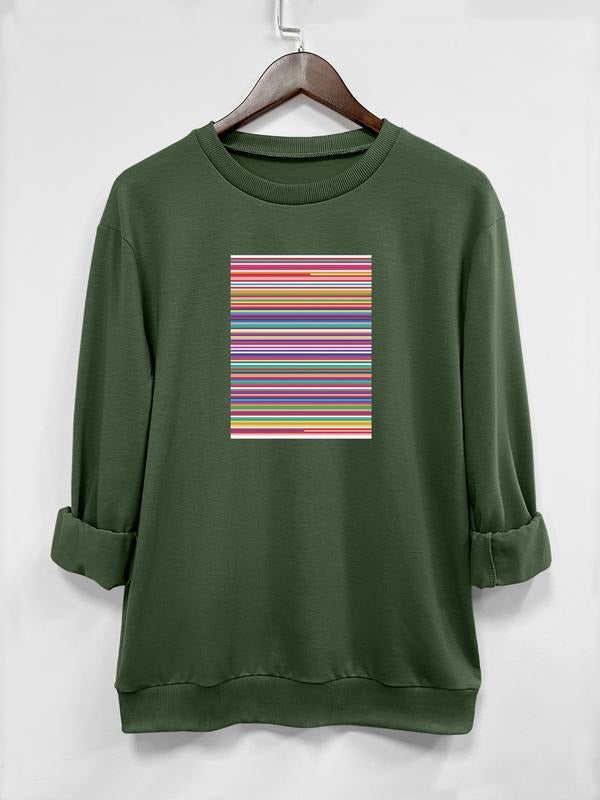 Women's Striped Long Sleeve Round Neck Pullover Sweatshirt, Casual Fitted Sportswear, Available in 7 Colors, Fall &...