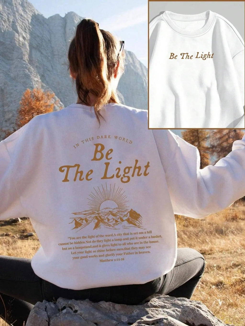 Women's Sun & Letter Print Crew Neck Pullover Sweatshirt, Casual Long Sleeve Top for Daily Wear, Ladies Clothes for All...