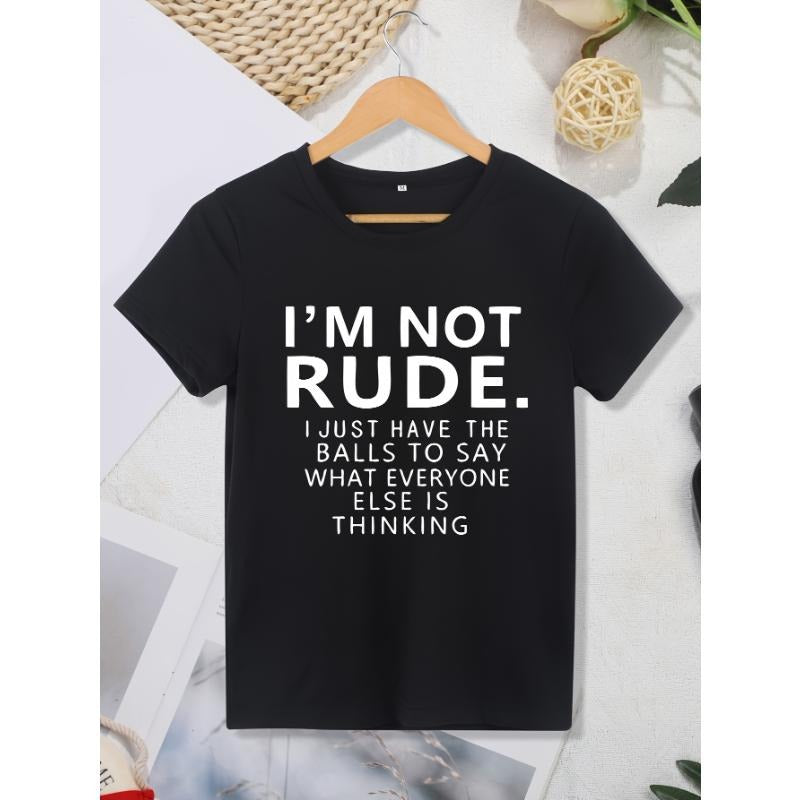 Women's T-shirt I'm not rude Lettering Printed Casual Soft Round Neck Top style 02 Hoodie Sweatshirt | PrintMintTees.com