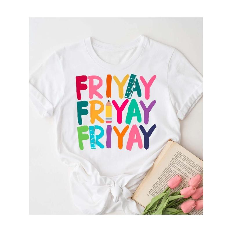 "Women's T-shirt, Cotton, White - Colorful Friday Vibes" Hoodie Sweatshirt | PrintMintTees.com