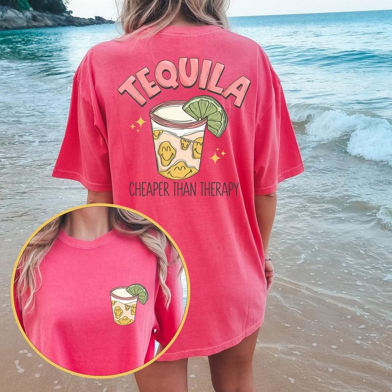 Women's Tequila Cheaper Than Therapy Boho Trendy Chic Cute Graphic Tee TK43GD tequila sweatshirt Hoodie | PrintMintTees.com