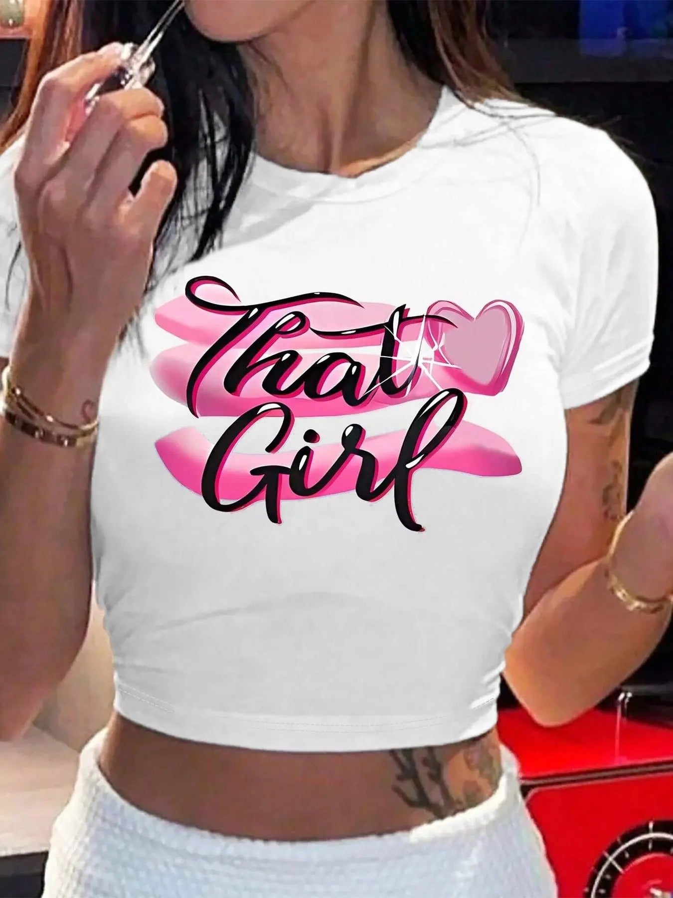 That Girl Round Neck Casual Crew Neck Daily Vacation Outdoor Clothes Summer Top T-Shirts, Hoodie, Sweatshirt