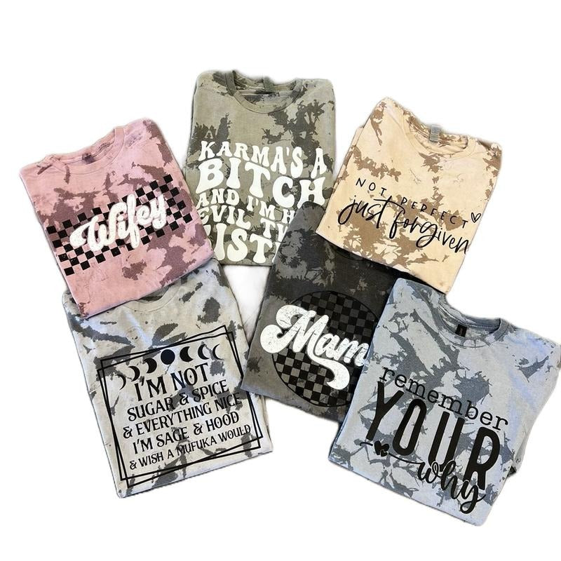 Women's Tiedye T-Shirt with Trendy Graphic Print - Comfy tees cute shirts Hoodie Sweatshirt | PrintMintTees.com