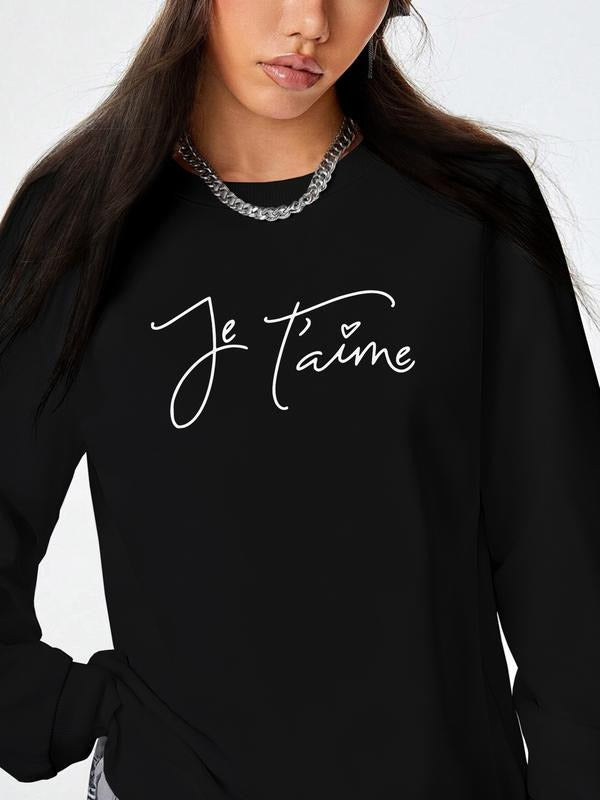 Women's Valentine's Day Casual Letter Heart Print Long Sleeve Round Neck Pullover Sweatshirt, Available in 9 Colors style...