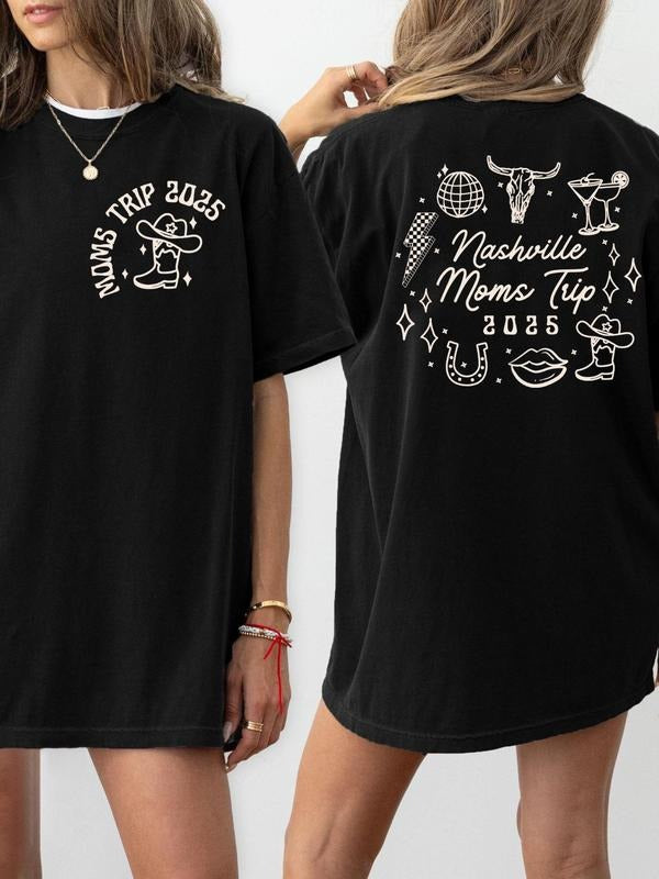 Women's Vintage Figure & Animal Print Round Neck Graphic Tee, Casual Short Sleeve T-shirt for Summer, Women's Top for...