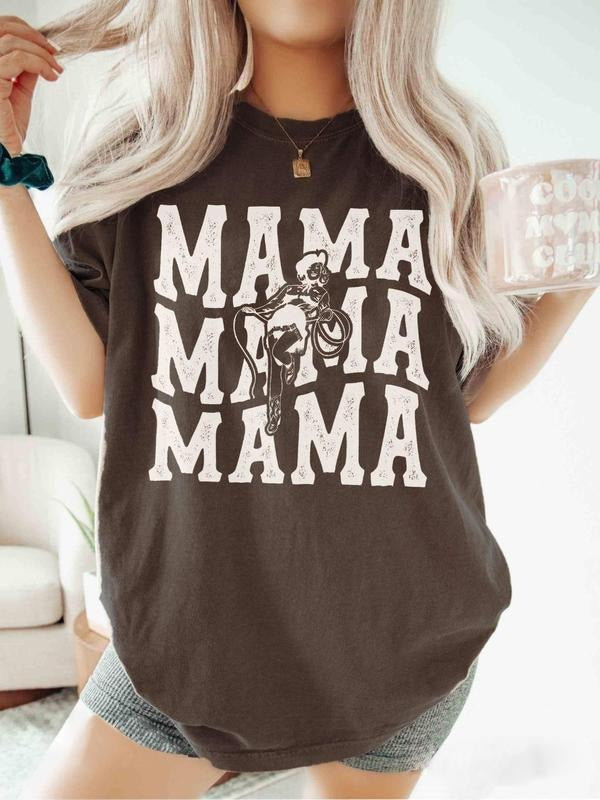 Women's Vintage Figure & Letter Print Round Neck Graphic Tee, Casual Short Sleeve T-shirt for Summer, Women's Top for...