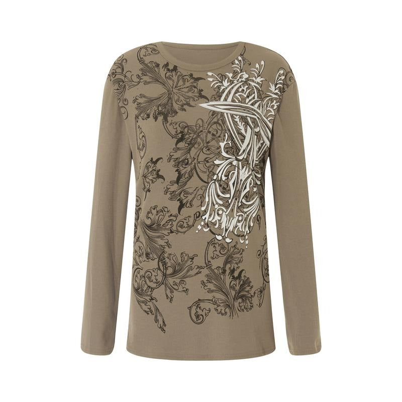 Women's Vintage Gothic Tops Long Sleeve Round Neck Cross Print Loose T-Shirts Streetwear Grunge Tops Hoodie Sweatshirt
