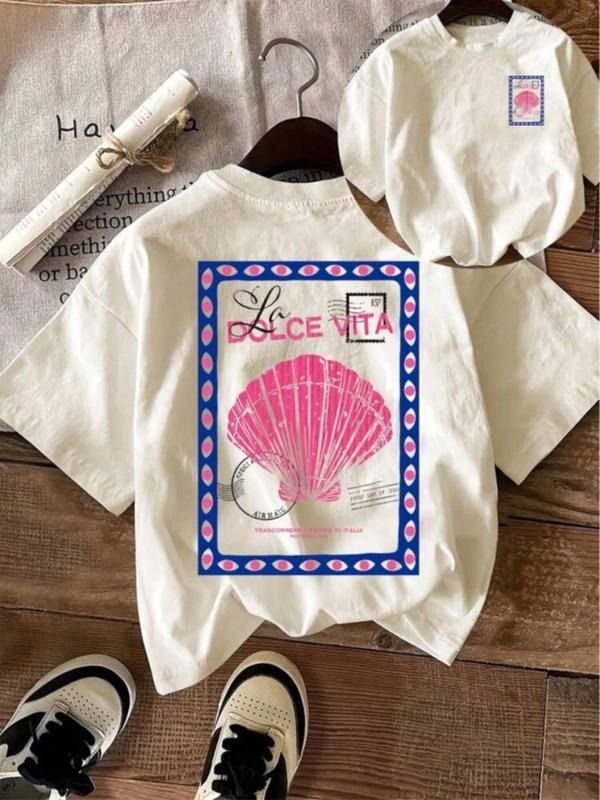 Women's Vintage Graphic Print Round Neck Tee, Fashion Casual Short Sleeve T-shirt, Ladies Summer Clothes for Daily Wear,...
