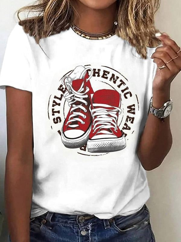 Vintage Round Neck Casual Sneakers Print Crew Neck Daily Vacation Outdoor Clothes Summer Top T-Shirts, Hoodie, Sweatshirt