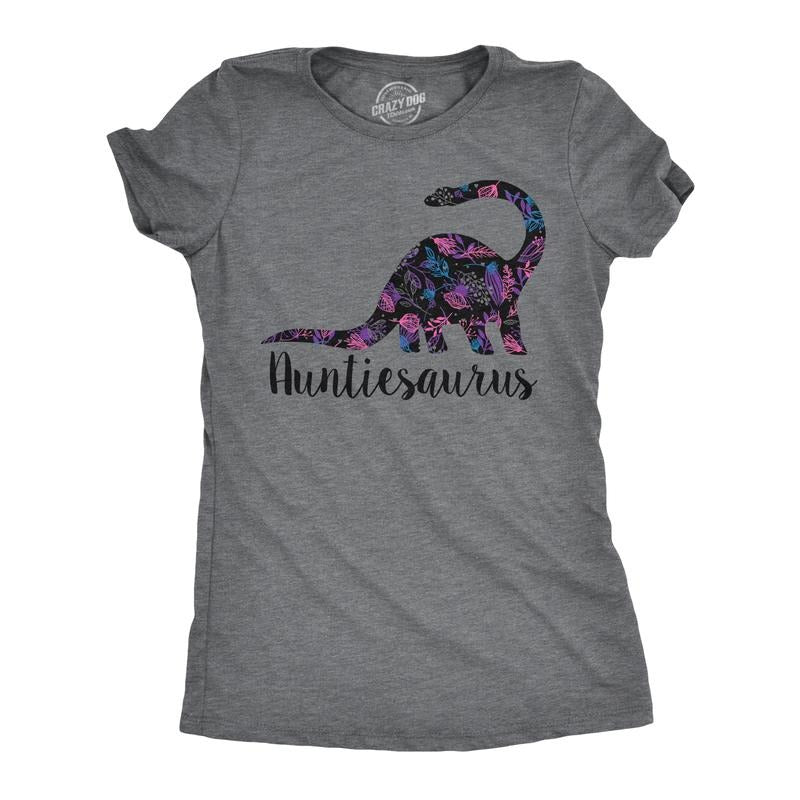 Womens Auntiesaurus T Shirt Funny Kids Gift for Aunt Cute Graphic Dinosaur Top Funny Womens T Shirts Cute Slimming Top...