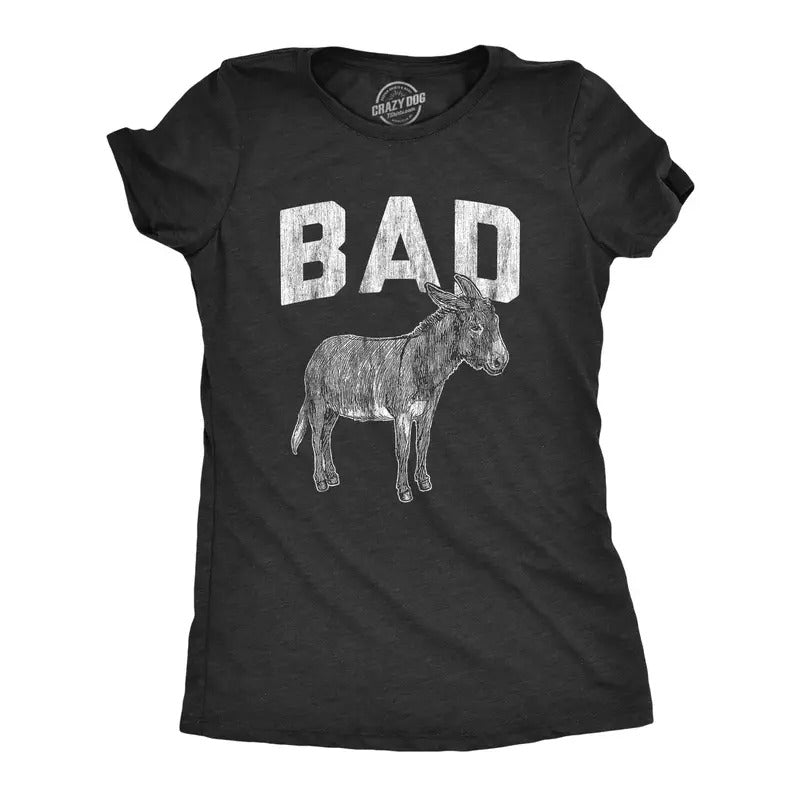 Womens Bad Ass T Shirt Funny Donkey Jackass Sarcastic Graphic Novelty Tee Funny Womens T Shirts Cute Slimming Top...