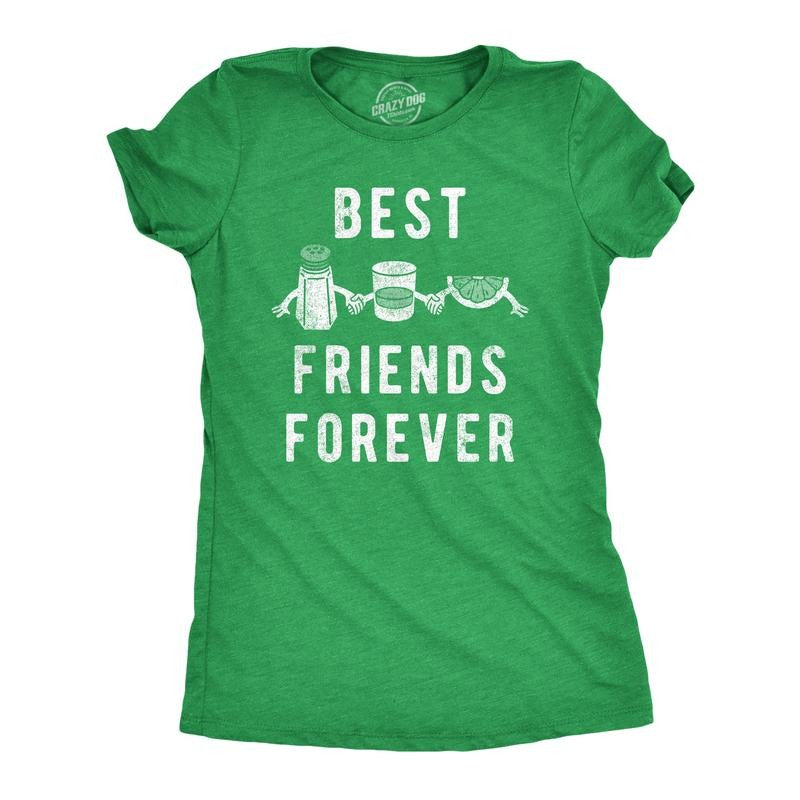 Womens Best Friends Forever T Shirt Funny Tequila Lime Salt Drinking Joke Tee For Ladies Funny Womens T Shirts Cute...