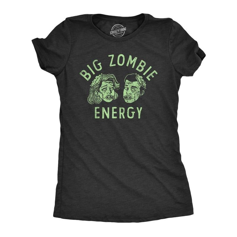 Womens Big Zombie Energy T Shirt Funny Halloween Spooky Undead Vibes Tee for Ladies Funny Womens T Shirts Cute Slimming...