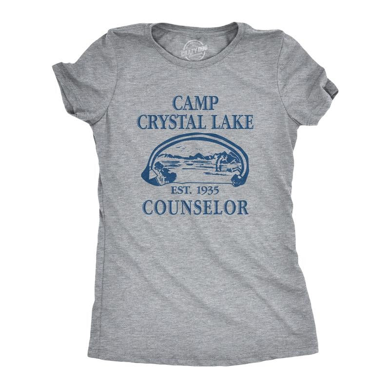 Womens Camp Crystal Lake T shirt Funny Graphic Camping Vintage Adult Novelty Tees Funny Womens T Shirts Cute Slimming Top...