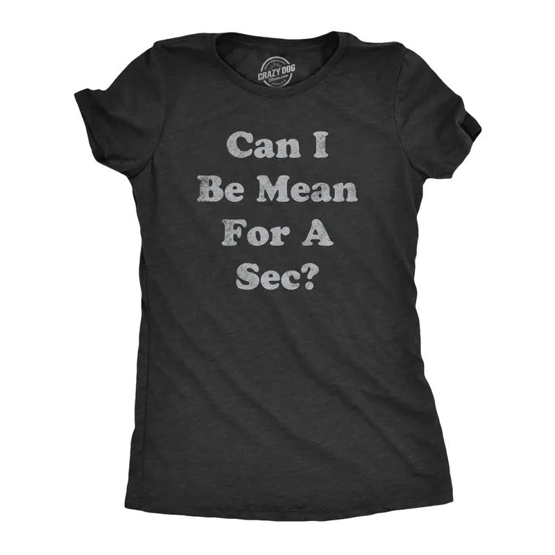 Womens Can I Be Mean For A Sec T Shirt Funny Rude Nasty Joke Tee For Ladies Funny Womens T Shirts Cute Slimming Top...