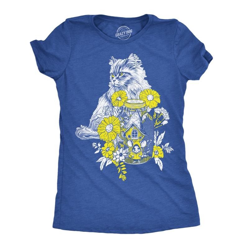 Womens Cat and Mouse Funny T Shirt Kitten Graphic Tee for Ladies Funny Womens T Shirts Cute Slimming Top Comfortable Soft...