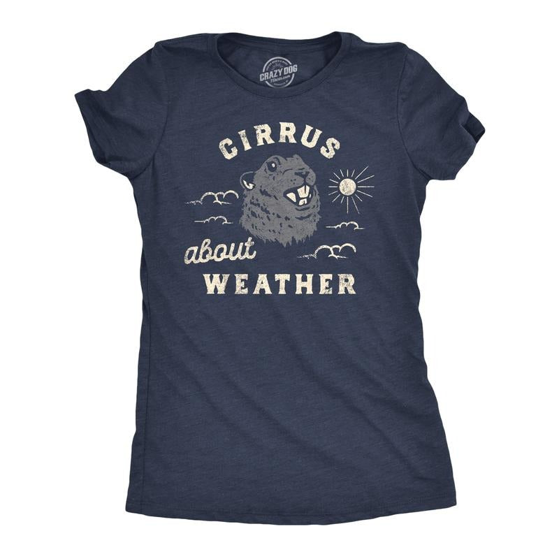 Womens Cirrus About Weather T Shirt Funny Ground Hogs Day Cloudy Shadow Joke Tee for Ladies Funny Womens T Shirts Cute...