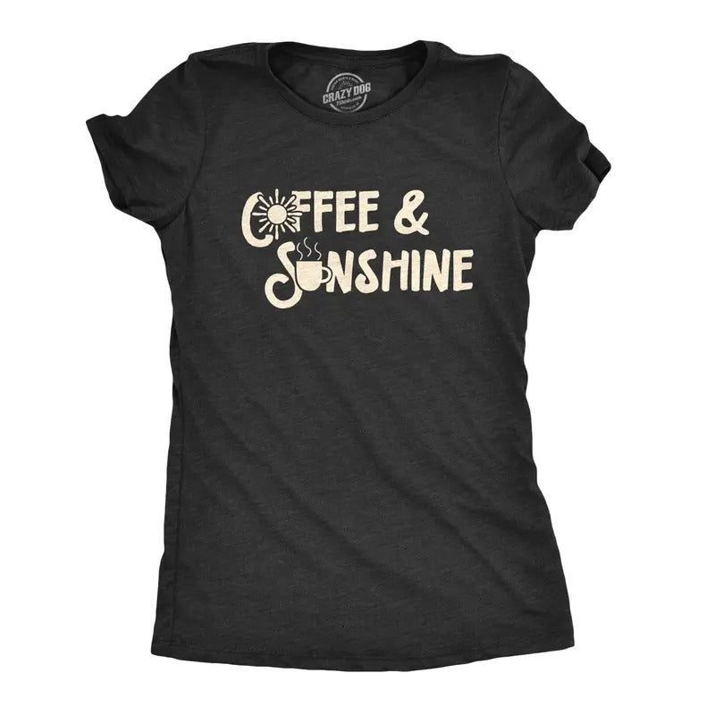 Womens Coffee and Sunshine T Shirt Cute Tee for Ladies Funny Womens T Shirts Cute Slimming Top Comfortable Soft...