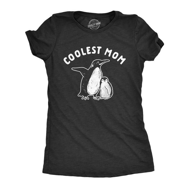 Womens Coolest Mom T Shirt Cute Penguin Mothers Day Ideas Graphic Novelty Tee Funny Womens T Shirts Cute Slimming Top...