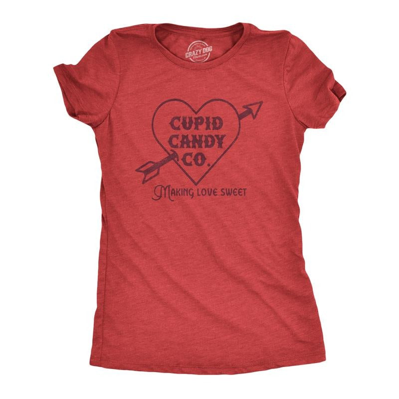 Womens Cupid Candy Co T Shirt Funny Valentines Day T shirts For Women Funny Womens T Shirts Cute Slimming Top Comfortable...