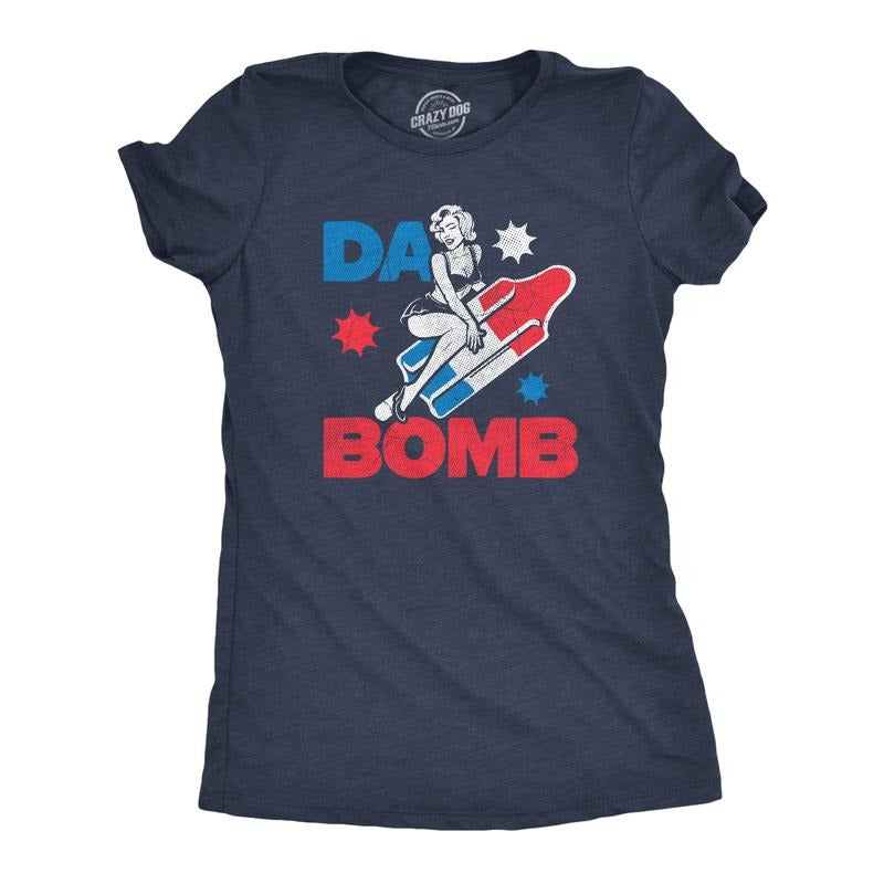 Womens Da Bomb T Shirt Funny Retro Fourth Of July Popsicle Tee For Ladies Funny Womens T Shirts Cute Slimming Top...