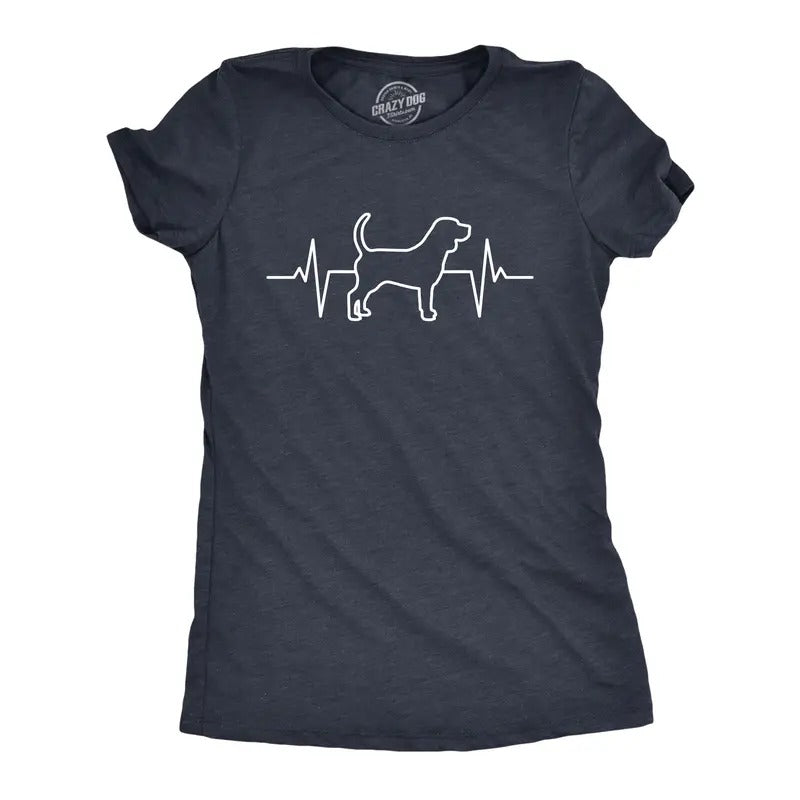 Womens Dog Heart Beat T Shirt Funny Cool Puppy Pet Lover Pulse Tee For Ladies Funny Womens T Shirts Cute Slimming Top...