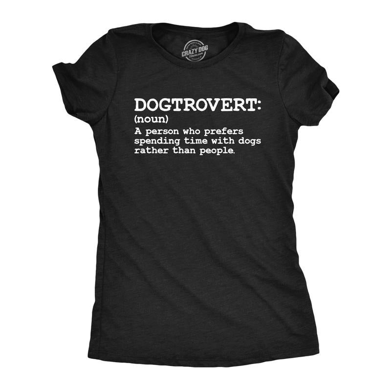 Womens Dogtrovert Definition Funny T Shirt Sarcastic Dog Lover Tee For Ladies Funny Womens T Shirts Cute Slimming Top...