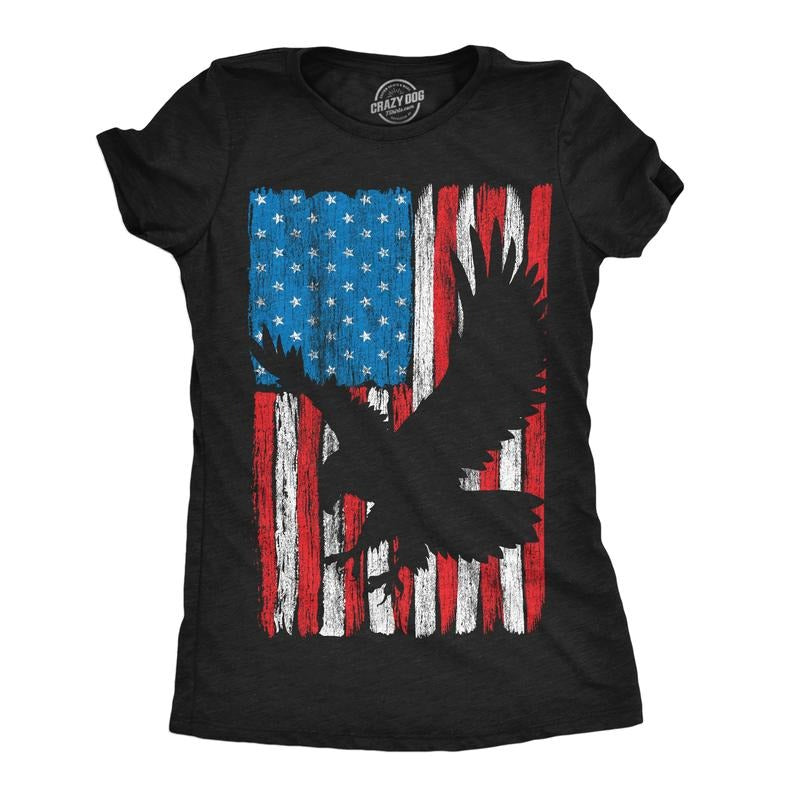 Womens Eagle In Flag Awesome T Shirt Fourth Of July Graphic Tee for Ladies Funny Womens T Shirts Cute Slimming Top...