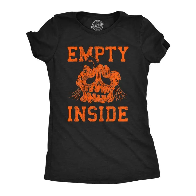 Womens Empty Inside T Shirt Funny Halloween Rotting Jack O Lantern Tee For Ladies Funny Womens T Shirts Cute Slimming Top...