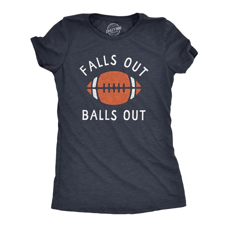 Womens Falls Out Balls Out T Shirt Funny Awesome Football Season Tee For Ladies Funny Womens T Shirts Cute Slimming Top...