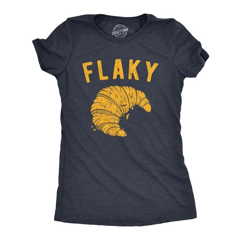 Womens Flaky T Shirt Funny Croissant Crumbs Novelty Food Graphic Tee for Ladies Funny Womens T Shirts Cute Slimming Top...