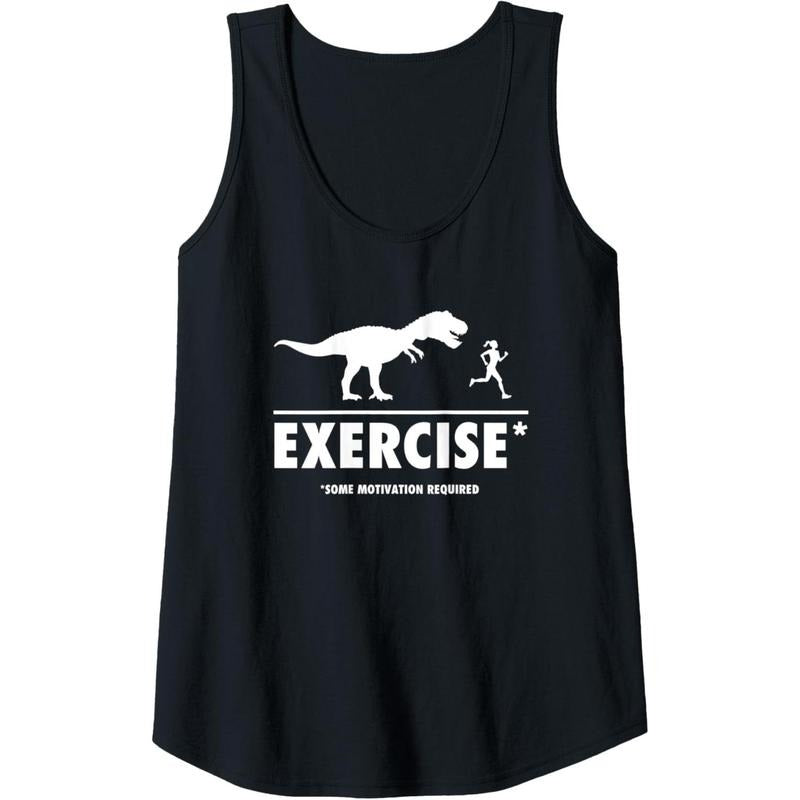 Womens Funny T Rex exercise motivation required tank top shirt Tank Top Made in USA Hoodie Sweatshirt | PrintMintTees.com