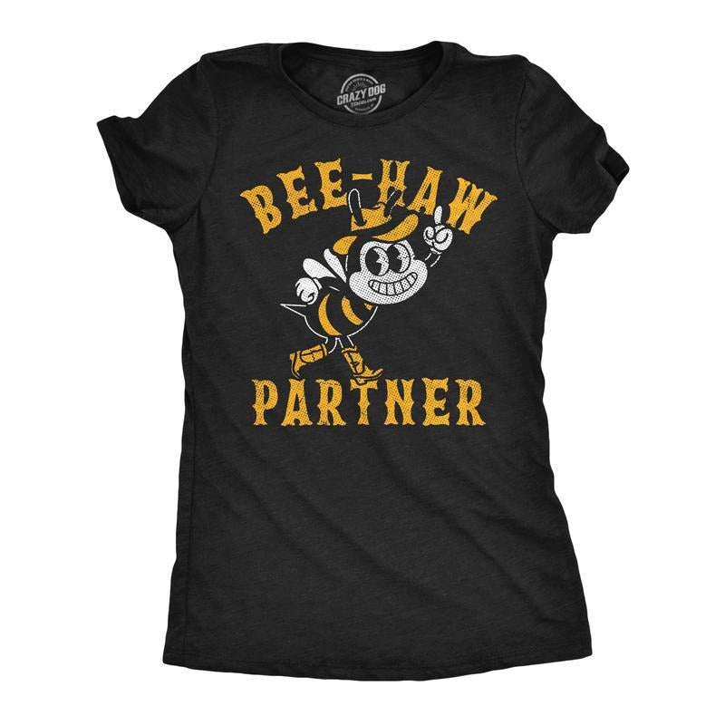 Womens Funny T Shirts Bee Haw Partner Sarcastic Bees Graphic Novelty Tee For Ladies Funny Womens T Shirts Cute Slimming...