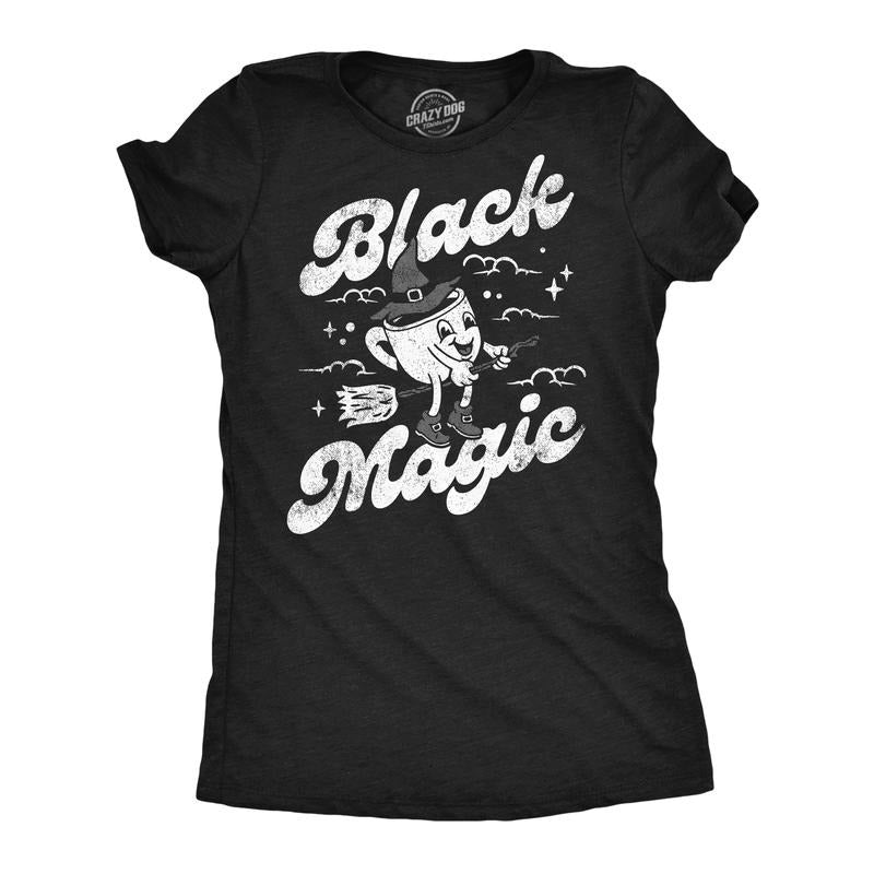 Womens Funny T Shirts Black Magic Sarcastic Coffee Graphic Tee For Ladies Funny Womens T Shirts Cute Slimming Top...