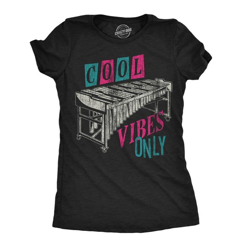Womens Funny T Shirts Cool Vibes Only Sarcastic Music Graphic Tee For Ladies Funny Womens T Shirts Cute Slimming Top...