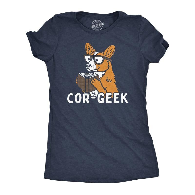 Womens Funny T Shirts Cor Geek Sarcastic Corgi Graphic Tee For Ladies Funny Womens T Shirts Cute Slimming Top Comfortable...
