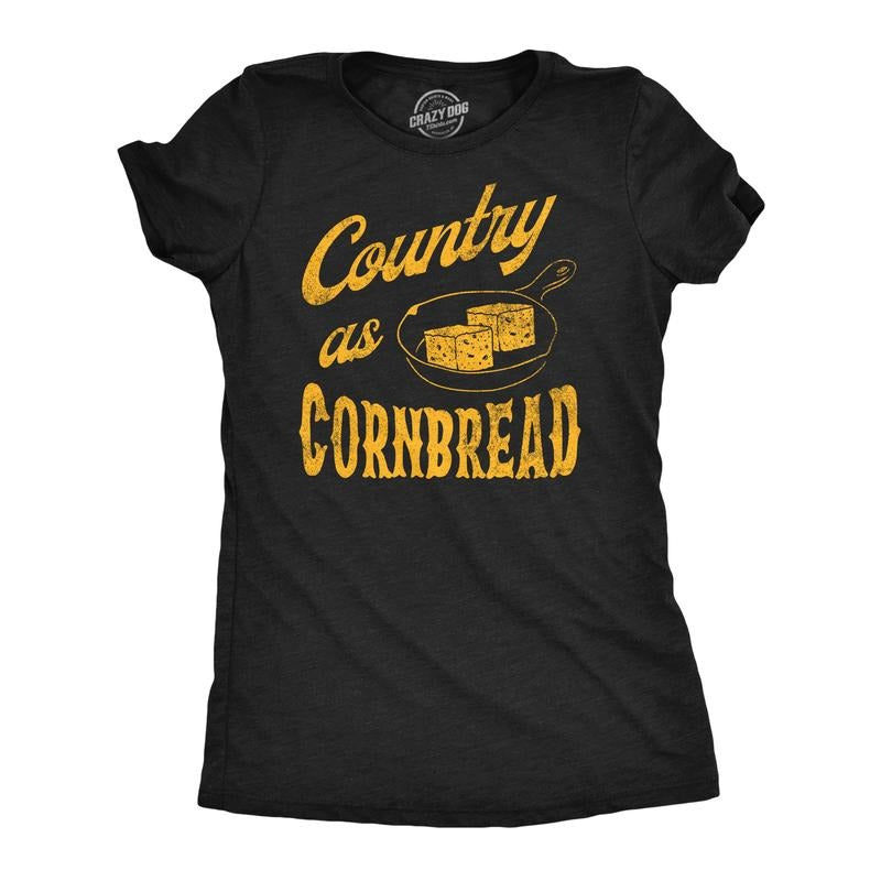 Womens Funny T Shirts Country As Cornbread Sarcastic Southern Graphic Tee for Ladies Funny Womens T Shirts Cute Slimming...
