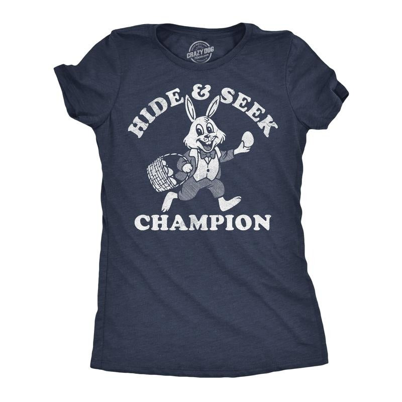 Womens Funny T Shirts Hide And Seek Champion Easter Bunny Sarcastic Graphic Novelty Tee For Ladies Funny Womens T Shirts...